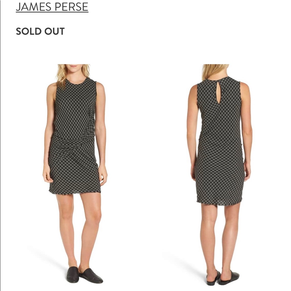 James Perse gingham twist front shift dress